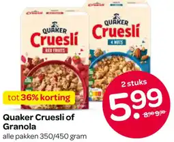 Spar Quaker Cruesli of Granola aanbieding