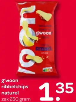Spar G'woon ribbelchips naturel aanbieding
