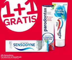 Spar Alle Sensodyne, Parodontax of Aquafresh aanbieding