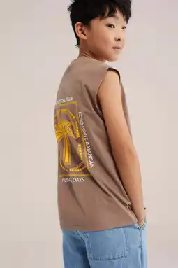 Wehkamp WE Fashion tanktop met backprint lichtbruin aanbieding