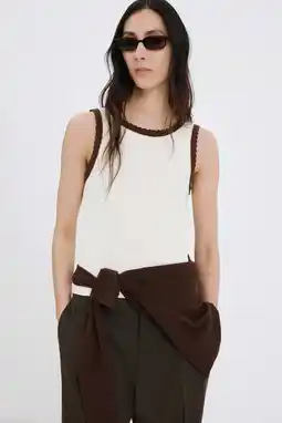 Wehkamp Mango jersey top met bies ecru aanbieding