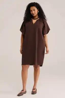 Wehkamp WE Fashion Curve korte jurk bruin aanbieding
