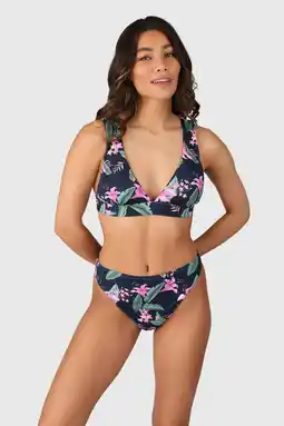 Wehkamp Brunotti brazilian bikinibroekje Flores donkerblauw/roze aanbieding
