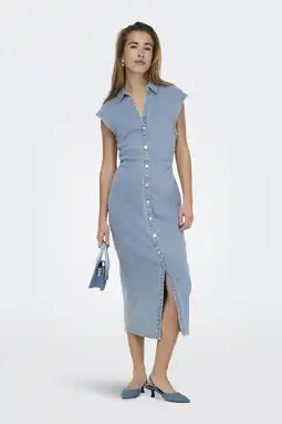 Wehkamp ONLY denim spijkerjurk light blue denim aanbieding