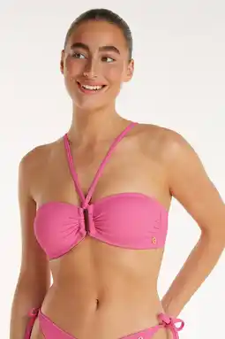 Wehkamp ten Cate Beach TC WOW voorgevormde strapless bandeau bikinitop met textuur roze aanbieding