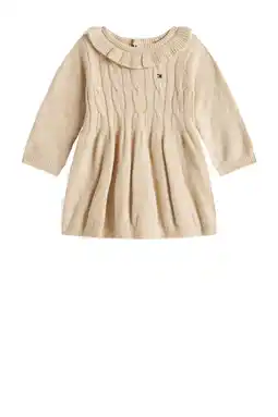 Wehkamp Tommy Hilfiger korte jurk met kabels beige aanbieding