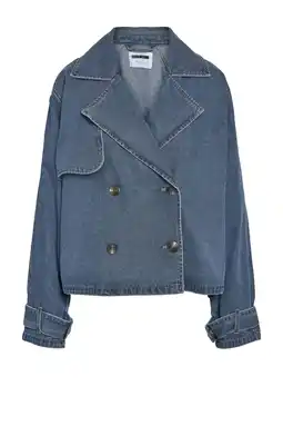 Wehkamp NOISY MAY Curve trenchcoat light blue denim aanbieding