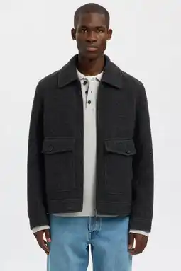 Wehkamp Selected jacket met wol grijs aanbieding