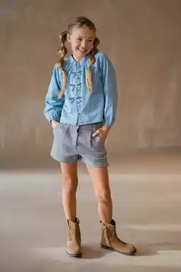 Wehkamp Like Flo denim blouse lichtblauw aanbieding