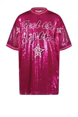 Wehkamp Vingino t-shirtjurk met pailletten fuchsia aanbieding