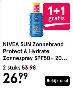 Etos NIVEA SUN Zonnebrand Protect & Hydrate Zonnespray SPF50+ 200 ML aanbieding