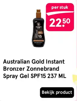Etos Australian Gold Instant Bronzer Zonnebrand Spray Gel SPF15 237 ML aanbieding