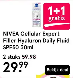 Etos NIVEA Cellular Expert Filler Hyaluron Daily Fluid SPF50 30ml aanbieding