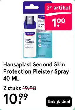 Etos Hansaplast Second Skin Protection Pleister Spray 40 ML aanbieding