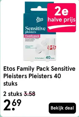 Etos Etos Family Pack Sensitive Pleisters Pleisters 40 stuks aanbieding