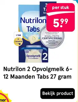 Etos Nutrilon 2 Opvolgmelk 6-12 Maanden Tabs 27 gram aanbieding