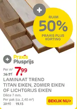 Praxis Laminaat trend titan eiken, zomer eiken of lichtgrijs eiken aanbieding
