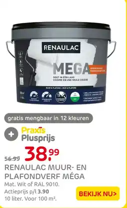 Praxis Renaulac muur en plafondverf méga aanbieding