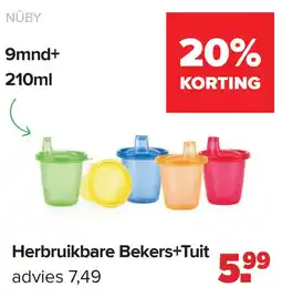 Baby-Dump Nûby Herbruikbare Bekers+Tuit aanbieding