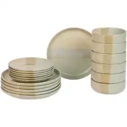 Action Azur serviesset met gespikkeld design - beige/groen aanbieding