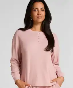 Hunkemoller Hunkemöller Top van wafelstof Henley Roze aanbieding