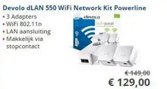 Informatique Devolo DLAN 550 WiFi Network Kit Powerline aanbieding