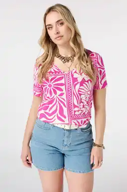 Wehkamp MS Mode T-shirt Plus Size met print - roze aanbieding