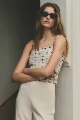 Wehkamp Mango cropped top met stippen ecru aanbieding