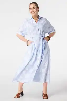 Wehkamp MS Mode blousejurk met krijtstreep blauw aanbieding