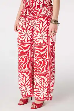 Wehkamp MS Mode wide leg regularwaist broek rood aanbieding