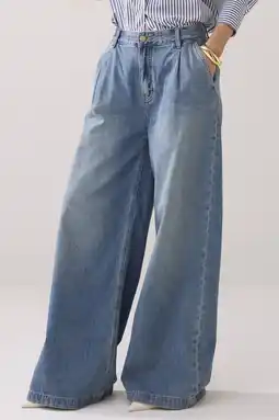 Wehkamp Summum wide leg jeans light blue denim aanbieding