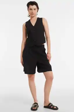 Wehkamp Ruby bermuda short met linnen zwart aanbieding