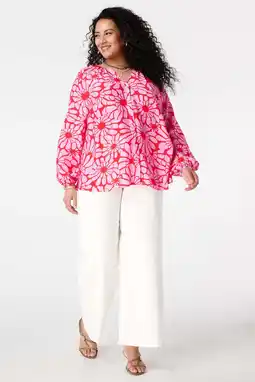 Wehkamp MS Mode gebloemde blouse roze aanbieding