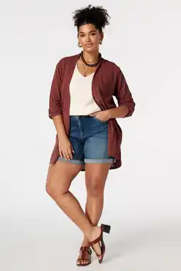 Wehkamp MS Mode lang vest roodbruin aanbieding