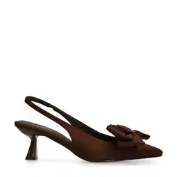 Wehkamp Sacha satijnen slingback pumps met strik bruin aanbieding
