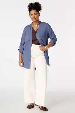 Wehkamp MS Mode lang vest grijsblauw aanbieding