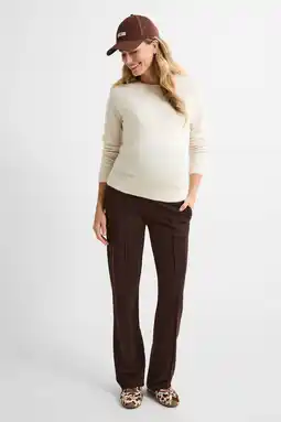 Wehkamp Noppies maternity straight fit broek Eilia donkerbruin aanbieding