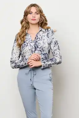 Wehkamp Co Woman blouse met dierenprint blauw aanbieding