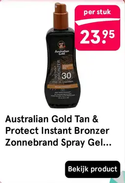 Etos Australian Gold Tan & Protect Instant Bronzer Zonnebrand Spray Gel SPF30 237 ML aanbieding