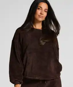Hunkemoller Hunkemöller Top met lange mouwen Fluffy Fleece Bruin aanbieding