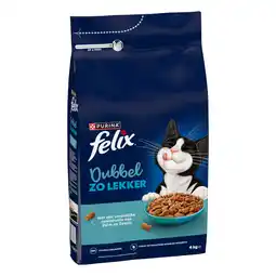 Zooplus 4 kg Felix Dubbel lekker zalm & zeevis kattenvoer droog aanbieding