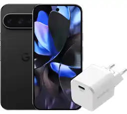 Coolblue Google Pixel 9 Pro 128GB Zwart 5G + BlueBuilt Oplader 30W Wit aanbieding