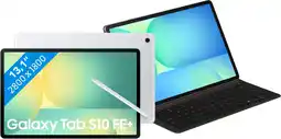 Coolblue Samsung Galaxy Tab S10 FE Plus 13,1 inch 128GB Wifi Zilver + Toetsenbord Hoes QWERTY aanbieding