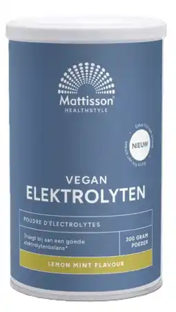 De Online Drogist Mattisson HealthStyle Elektrolyten Poeder Lemon-Mint aanbieding