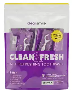 De Online Drogist ClearSmile Clean & Fresh 5-In-1 Tandenborstel Pepermunt 20ST aanbieding