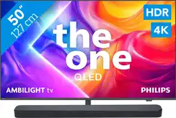 Coolblue Philips Ambilight 50 PUS9000 QLED 4K (2025) + JBL Bar 300 MK2 Zwart aanbieding