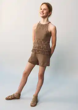 Wehkamp Mango Kids casual short broderie bruin aanbieding