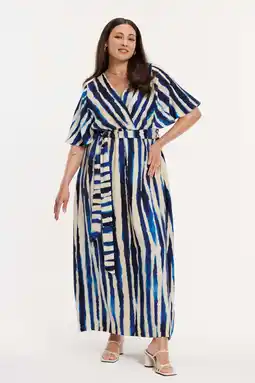 Wehkamp YOEK gestreepte maxi jurk blauw aanbieding