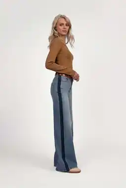 Wehkamp Fifth House highwaist wide leg jeans medium blue denim aanbieding