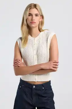 Wehkamp America Today gebreide gilet - ecru aanbieding